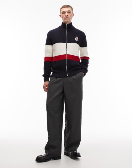 Tommy Hilfiger - Marineblå trøje med farveblok-design og lynlås samt logodetalje, 2 af 5