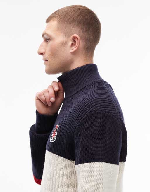 Tommy Hilfiger - Marineblå trøje med farveblok-design og lynlås samt logodetalje, 4 af 5