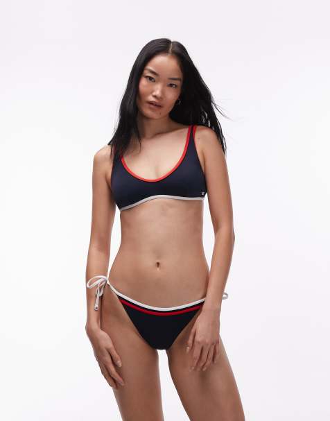 Tommy Hilfiger – Marineblaue Bikinihose mit seitlicher Schnürung - view 1