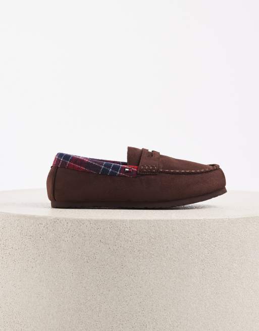 Tommy Hilfiger Mathis pantofole con dettaglio a quadri marroni, 2 di 4