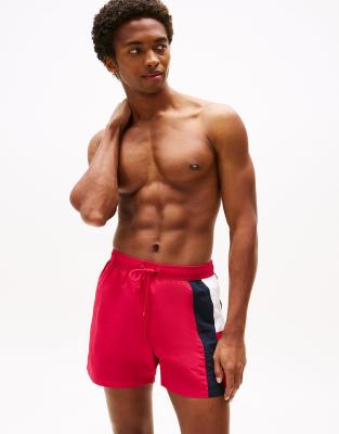 Tommy Hilfiger medium drawstring swim shorts in Multi-Pink