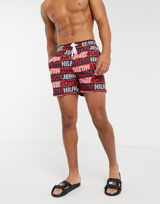 Tommy Hilfiger medium length swim short in logo pop print