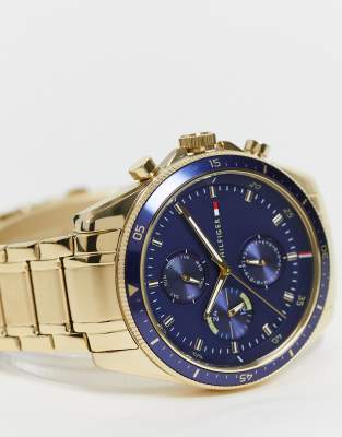 tommy hilfiger gold watch blue face