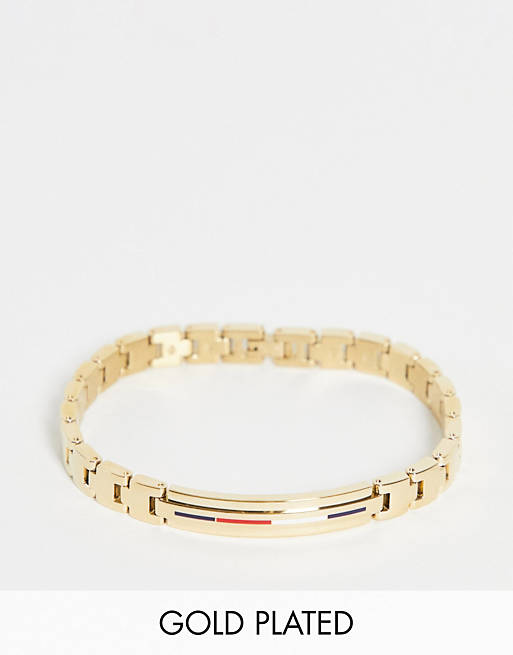 Tommy Hilfiger mens ID chain gold plated bracelet in gold 2790311