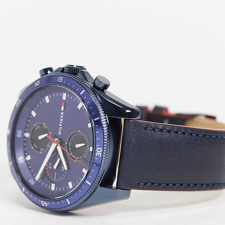 Tommy Hilfiger mens leather watch in navy 1791839 | ASOS