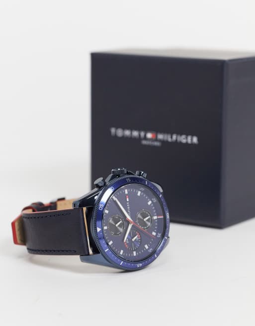 Tommy Hilfiger mens leather watch in navy 1791839 | ASOS