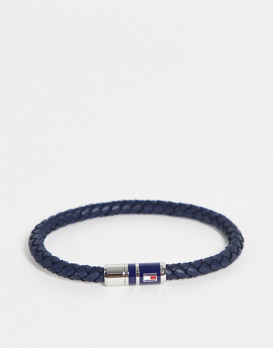 Tommy Hilfiger mens magnetic leather bracelet in blue-Blues