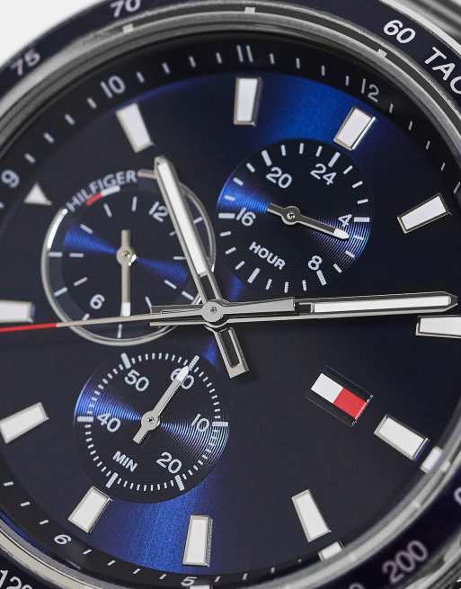 Tommy Hilfiger mens mesh bracelet watch with navy dial in silver 