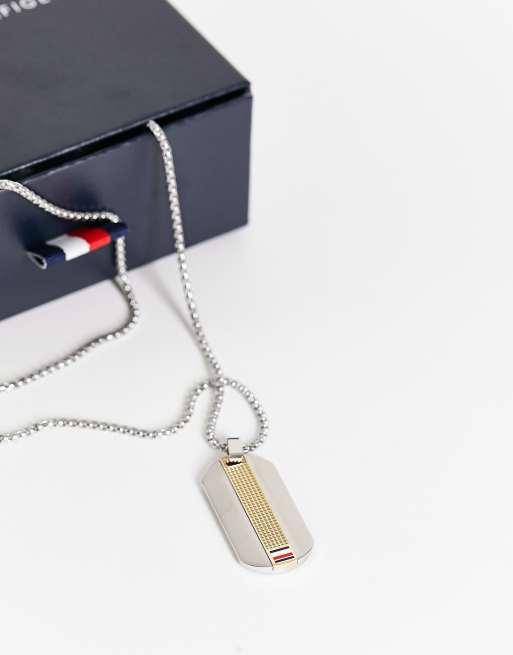 Tommy Hilfiger men s tone dog tag pendant in gold 2790318 ASOS