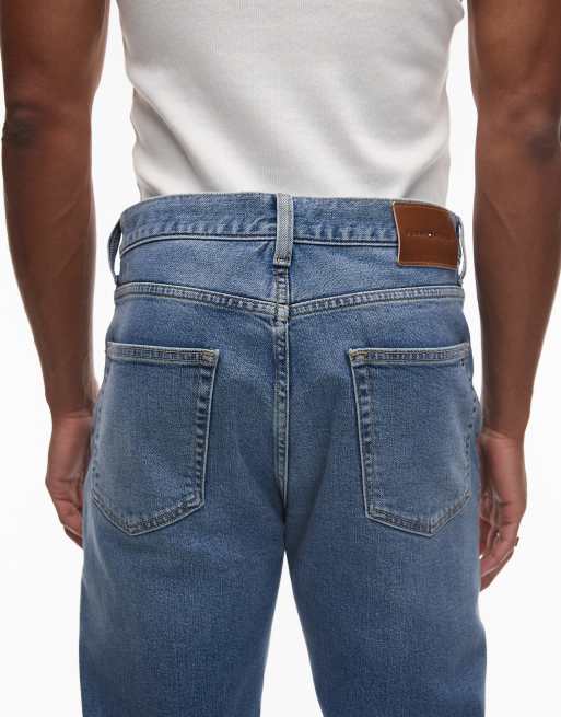 Tommy Hilfiger Mercer faded regular straight leg jeans in dark blue, 4 of 5