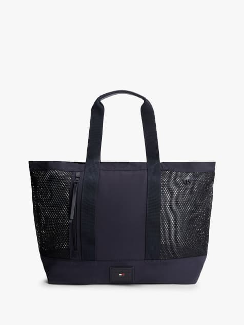 Tommy Hilfiger Mesh panel beach tote bag in dark blue - view 1