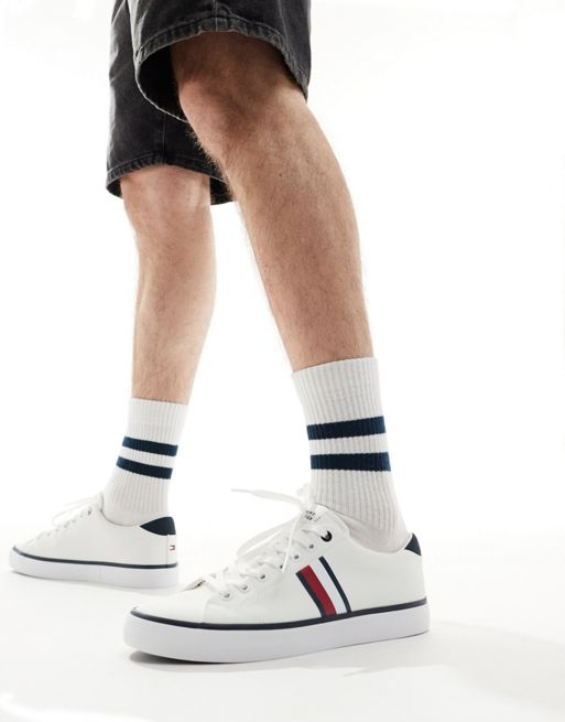 Tommy Hilfiger - Mesh sneakers met strepen in wit