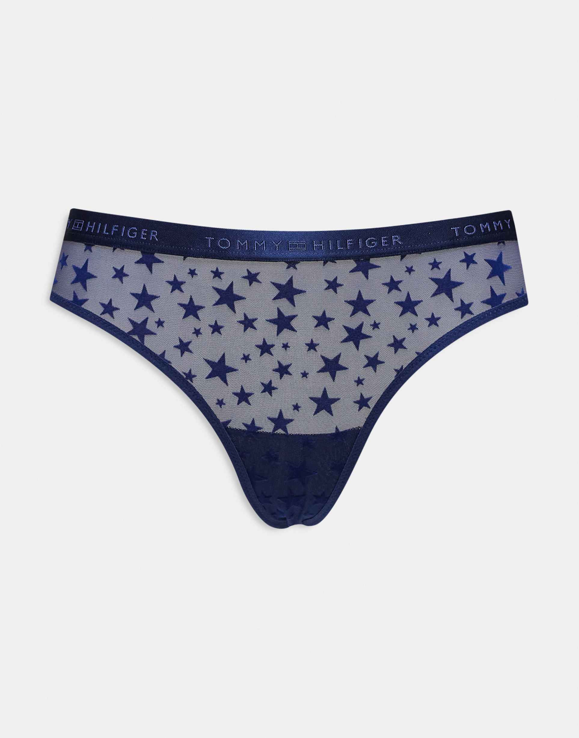 tommy hilfiger mesh thong in navy star print