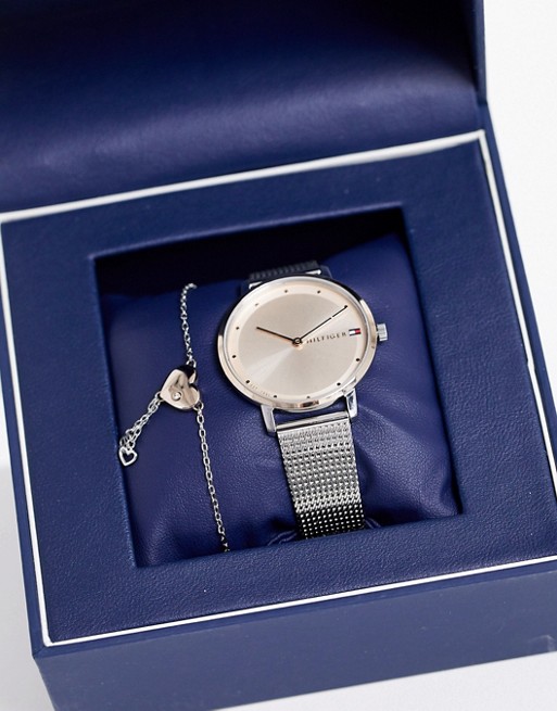 Tommy Hilfiger mesh watch & bracelet gift set