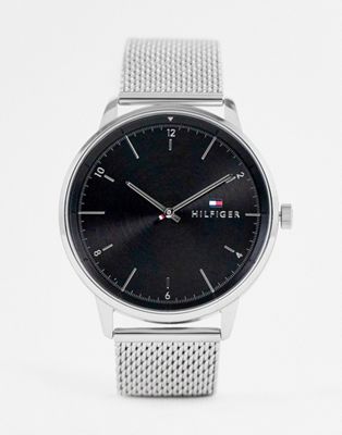 Tommy Hilfiger mesh watch with black dial in silver 1791842 - ASOS Price Checker