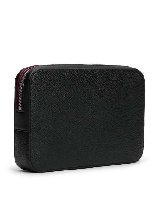 Tommy Hilfiger Metal logo textured pouch in black, 2 of 4
