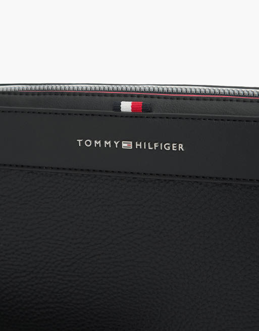Tommy Hilfiger Metal logo textured pouch in black, 3 of 4