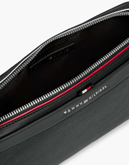 Tommy Hilfiger Metal logo textured pouch in black, 4 of 4