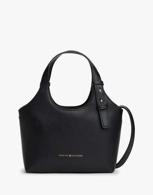 Tommy Hilfiger Metallic logo tote bag in black