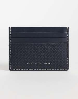 Tommy Hilfiger Micro embossed flag logo cardholder in navy