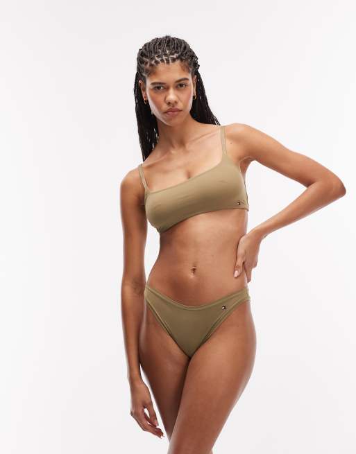 Tommy Hilfiger Microfiber Essentials bralette in khaki green, 3 of 4