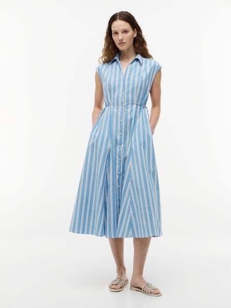 Tommy Hilfiger – Midi-Hemdkleid in Hellblau mit Bindedetail und Kappärmeln - view 1