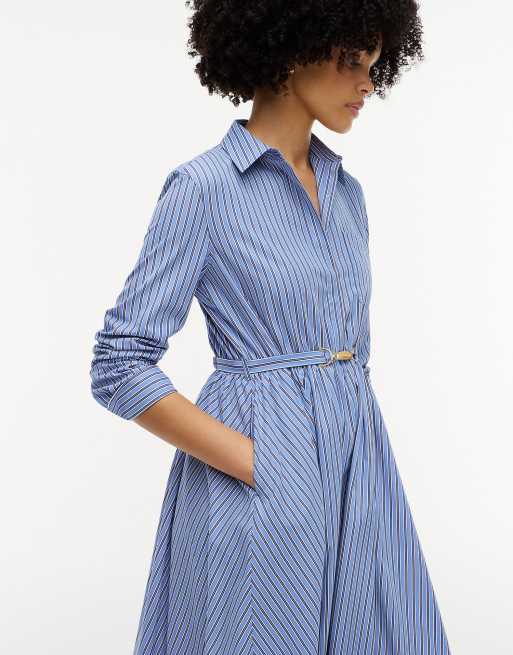 Tommy Hilfiger Midikleid mit Gürtel und Hemdkragen in Blau, 3 von 6