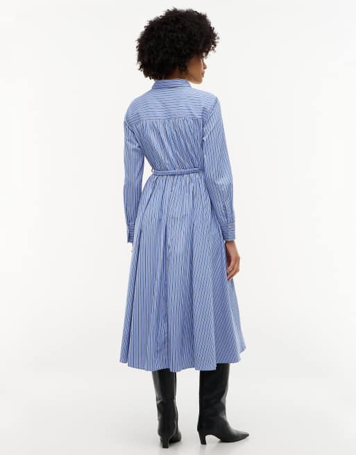 Tommy Hilfiger Midikleid mit Gürtel und Hemdkragen in Blau, 4 von 6