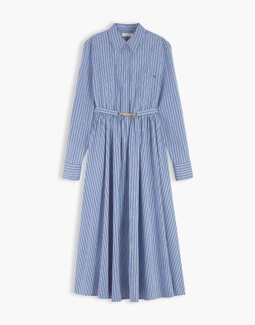 Tommy Hilfiger Midikleid mit Gürtel und Hemdkragen in Blau, 5 von 6