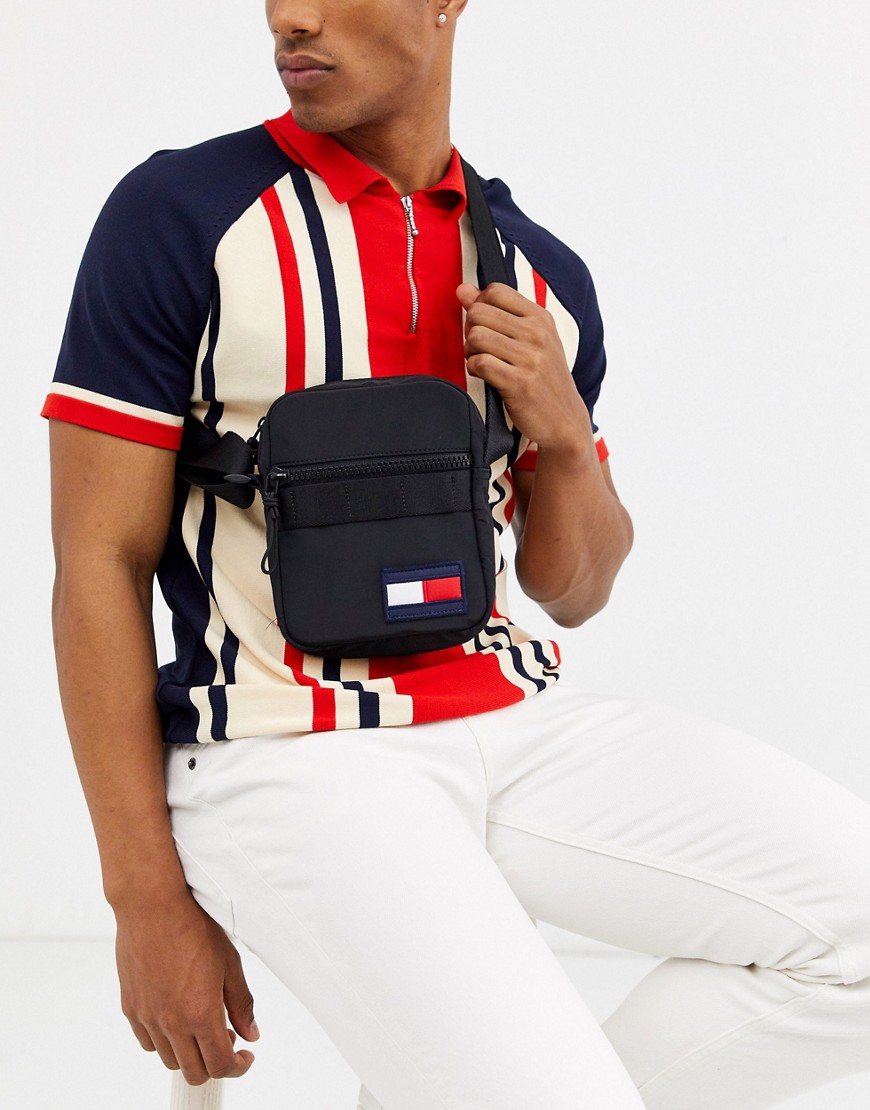 Tommy Hilfiger mini reporter bag with logo in black