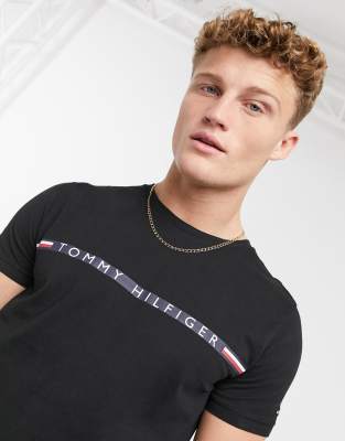 tommy hilfiger stripe logo t shirt