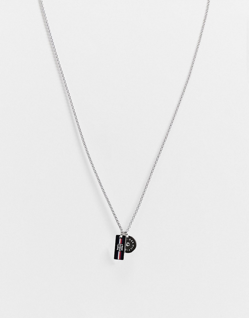Tommy Hilfiger mini tag and disc pendant in silver