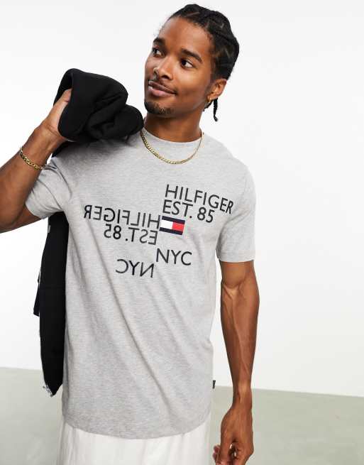 Tommy Hilfiger mirrored graphic t-shirt in grey