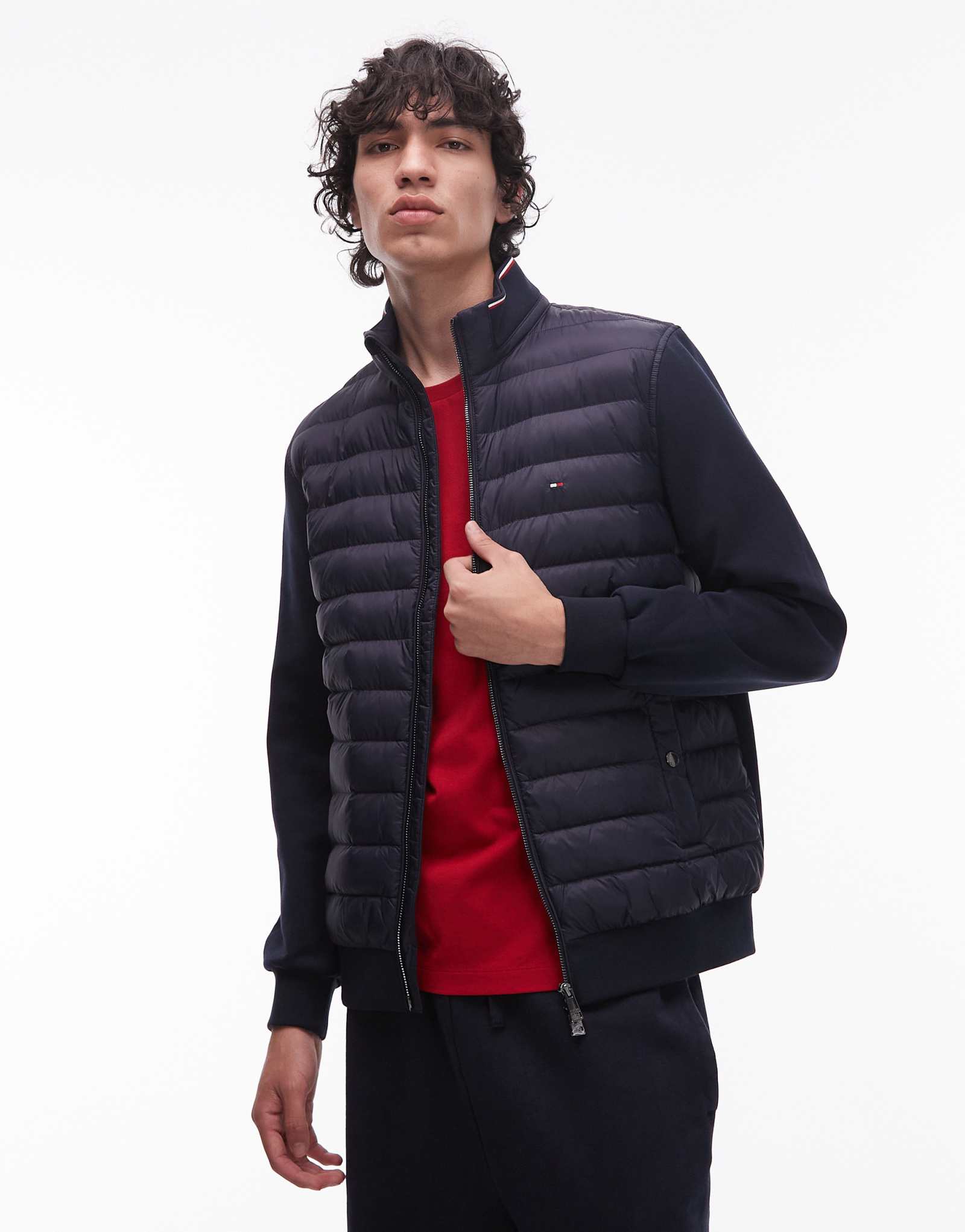 Стеганая куртка Tommy Hilfiger mix media темно-синего цвета