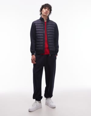Tommy Hilfiger mix media padded jacket in navy