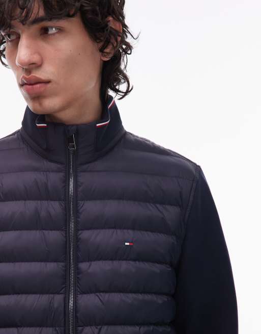 Tommy Hilfiger mix media padded jacket in navy, 4 of 5
