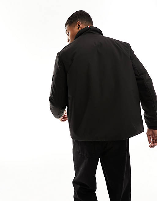 Tommy Hilfiger mix media stand collar jacket in black | ASOS