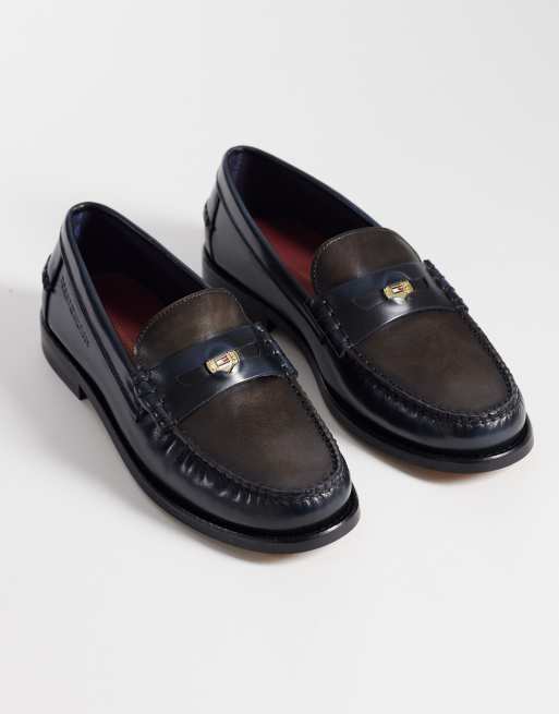 Tommy Hilfiger mocassini in pelle premium arricciati navy, 4 di 4