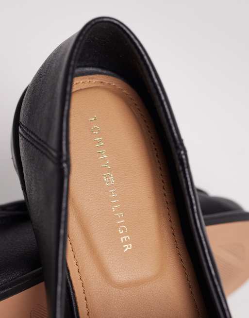 Tommy Hilfiger - Mocassini neri in pelle con tacco morbido ripiegabile, 3 di 4