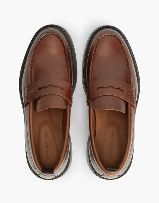 Tommy Hilfiger mocassins penny en cuir texturé marron, 3 de 7