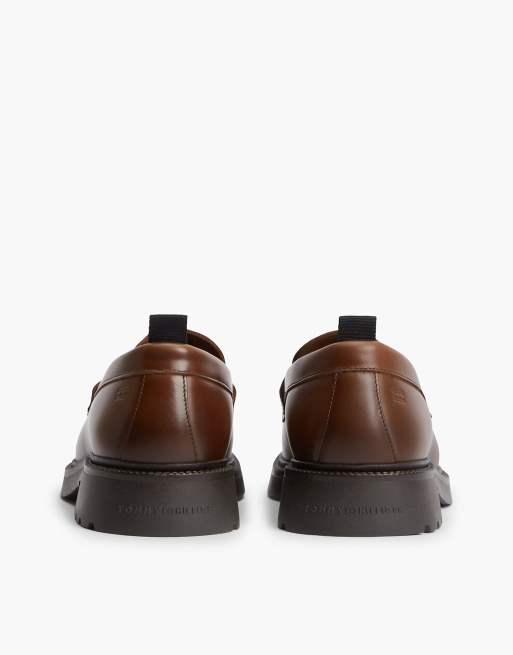 Tommy Hilfiger mocassins penny en cuir texturé marron, 4 de 7
