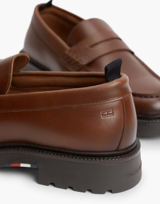 Tommy Hilfiger mocassins penny en cuir texturé marron, 6 de 7