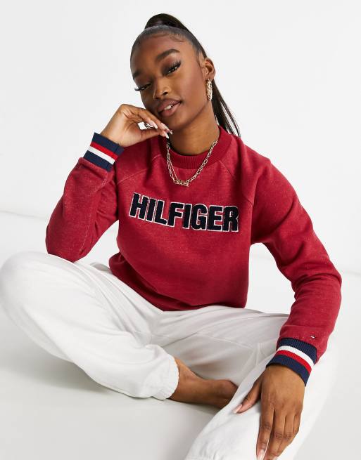 Felpa rossa 2025 tommy hilfiger