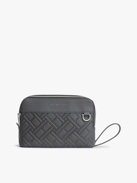 Tommy Hilfiger Modern flag embossed pouch in dark grey - view 1