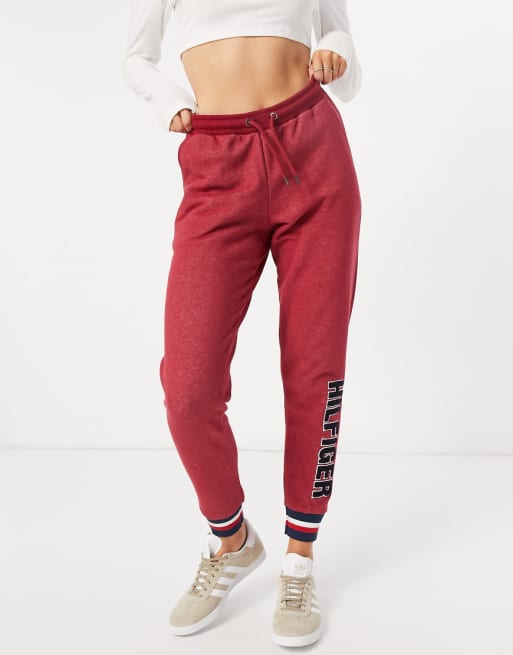 Tommy Hilfiger Modern Stripe terrycloth logo sweatpants in red | ASOS