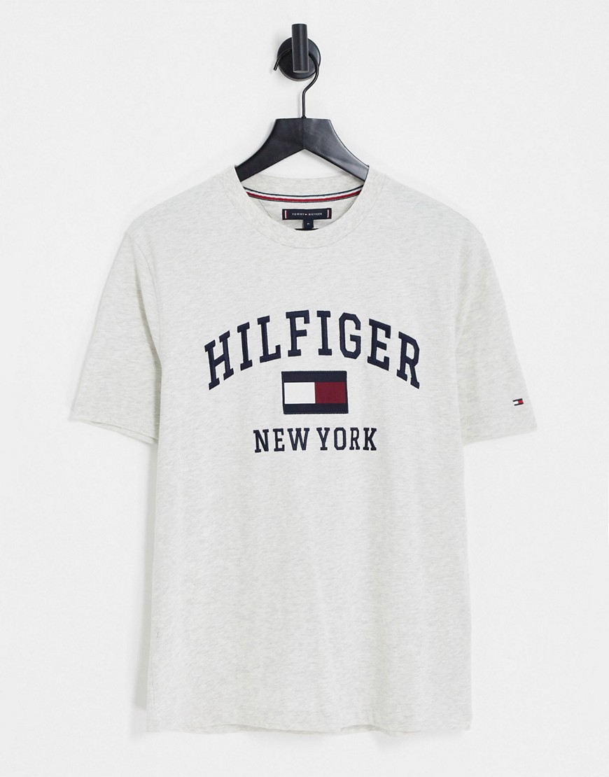 Tommy Hilfiger modern varsity logo cotton T-shirt in stone-Neutral