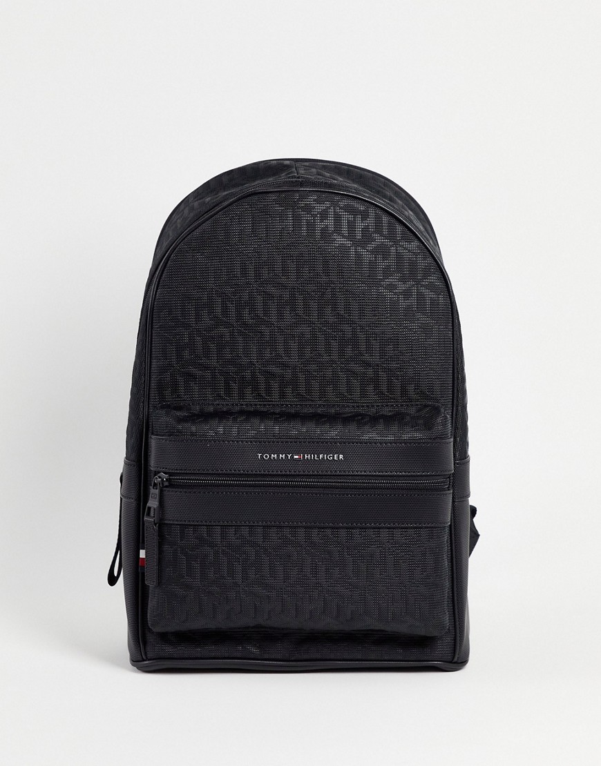 Tommy Hilfiger monogram backpack with logo in black
