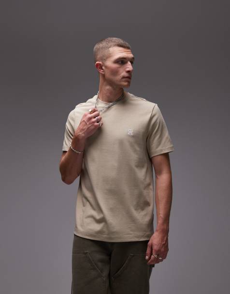Tommy Hilfiger monogram logo t-shirt in beige - view 1