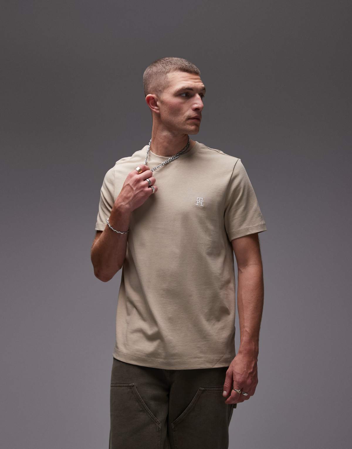 Tommy Hilfiger monogram logo t-shirt in beige