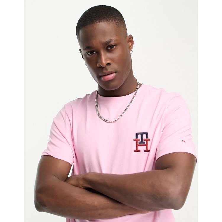 CamaragrancanariaShops - Tommy Hilfiger Red Recycled Cotton - shirt in pink  | Tommy Hilfiger monogram logo t